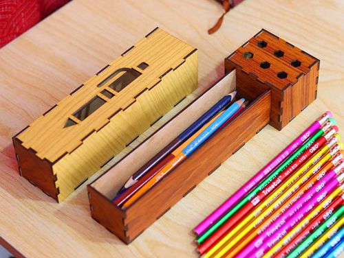 طرح جا قلمی قالب جا مداد جعبه 3 میلی متری برش لیزری - pen holder template pencil case box 3mm laser cut ve - برای دستگاه CNC چوب و لیزر (سی ان سی)