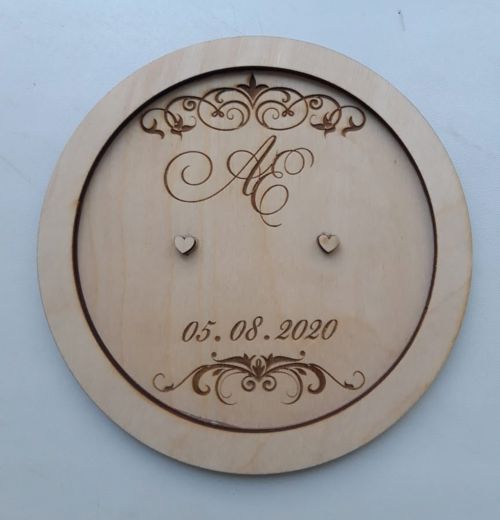 طرح جا حلقه نامزدی شخصی سازی شده برای برش لیزری - personalised ring holder engagement ring platter for laser cut ve - برای دستگاه CNC چوب و لیزر (سی ان سی)