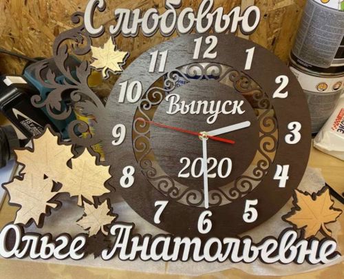 طرح ساعت دیواری شخصی‌سازی‌شده با برگ‌های افرا، برش لیزری، - personalized wall clock with maple leaves laser cut ve - برای دستگاه CNC چوب و لیزر (سی ان سی)