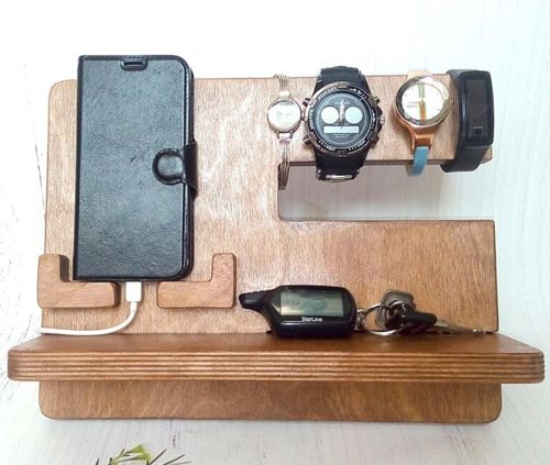 طرح جا گوشی و کلید نگهدارنده ساعت مردانه برای برش لیزری - phone docking station key holder watch organizer men for laser cut ve - برای دستگاه CNC چوب و لیزر (سی ان سی)