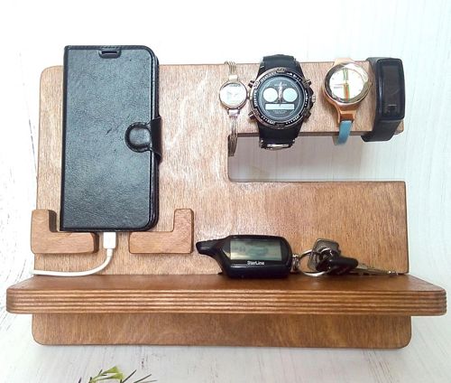 طرح جا گوشی و کابل کلید ساعت سازماندهنده مردان برای برش لیزری - phone docking station key watch organizer men for laser cut ve - برای دستگاه CNC چوب و لیزر (سی ان سی)