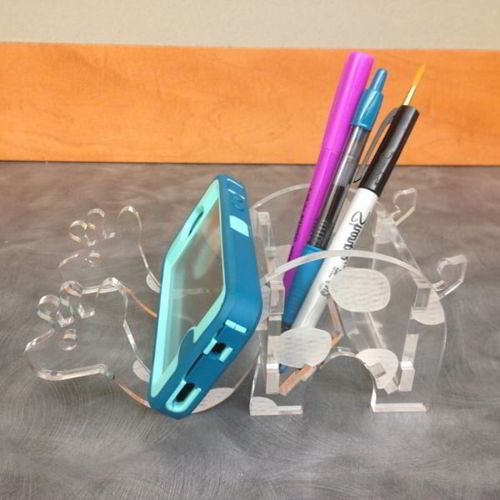 طرح پایه گوشی و جا قلم اکریلیک زرافه میلی‌متری برش لیزری - phone stand and pen holder acrylic giraffe 6mm laser cut ve - برای دستگاه CNC چوب و لیزر (سی ان سی)