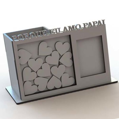 طرح قاب عکس و جا قلمی سازماندهنده برش لیزری - photo frame and pen holder organizer laser cut ve - برای دستگاه CNC چوب و لیزر (سی ان سی)