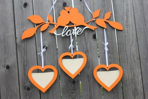طرح قاب عکس قلب با پرندگان طرح بندی برای برش لیزری - photo frame hearts with birds layouts for laser cut ve - برای دستگاه CNC چوب و لیزر (سی ان سی)