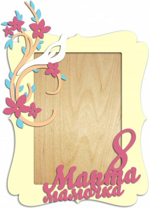 طرح قاب عکس با گل برای مارس لیزری - photo frame with flowers for march 8 laser cut ve - برای دستگاه CNC چوب و لیزر (سی ان سی)