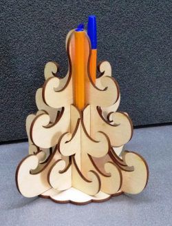 طرح جا قلمی کاج برای برش لیزر cnc - pine pen holder for laser cut cnc ve - برای دستگاه CNC چوب و لیزر (سی ان سی)