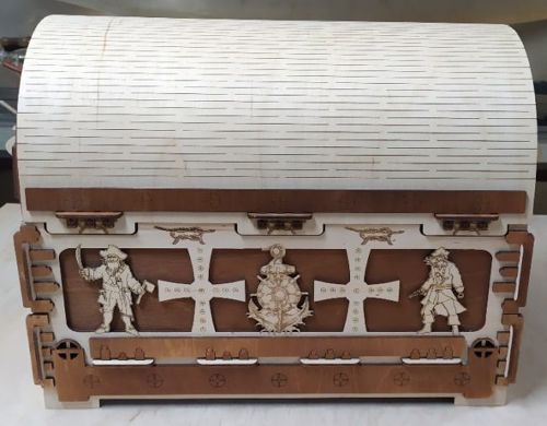 طرح نقاشی جعبه دزدان دریایی برای برش لیزری - pirate box drawing for laser cut ve - برای دستگاه CNC چوب و لیزر (سی ان سی)