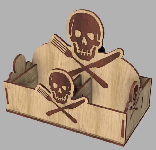 طرح جا دستمال دستی دزدان دریایی برای برش لیزری - pirate napkin holder for laser cut ve - برای دستگاه CNC چوب و لیزر (سی ان سی)