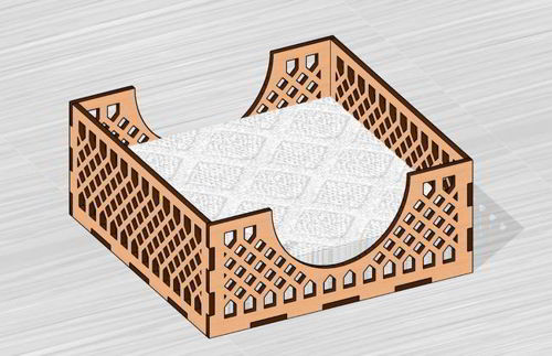 طرح تخته سه لا جا دستمال کاغذی برش لیزری - plywood napkin holder laser cut ve - برای دستگاه CNC چوب و لیزر (سی ان سی)