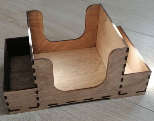 طرح جا دستمال سفره ای از چند لایه با یک محفظه برای ادویه برش لیزری - plywood napkin holder with a compartment for spices laser cutting ve - برای دستگاه CNC چوب و لیزر (سی ان سی)