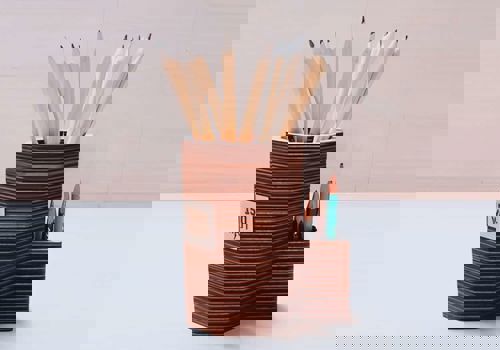 طرح جا مدادی تخته سه لا برش لیزری - plywood pencil holder laser cut ve - برای دستگاه CNC چوب و لیزر (سی ان سی)