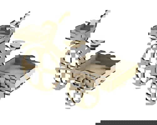 طرح جعبه گل سه چرخه تخته سه لا با قلب برای برش لیزری - plywood tricycle flower box with hearts for laser cut - برای دستگاه CNC چوب و لیزر (سی ان سی)