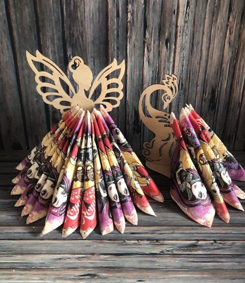 طرح جا دستمال دخترانه میز ناهارخوری دکور برای برش لیزری - princess napkin holder dining table decor for laser cut ve - برای دستگاه CNC چوب و لیزر (سی ان سی)