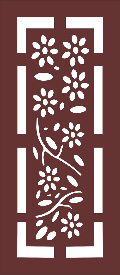 طرح نمونه پارتیشن حریم خصوصی گل برای برش لیزری گل - privacy partition sample baffle of flowers for laser cut ve - برای دستگاه CNC چوب و لیزر (سی ان سی)