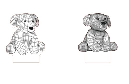 طرح توله سگ‌ها سه بعدی LED شب نور - puppies 3d led night light ve - برای دستگاه CNC چوب و لیزر (سی ان سی)
