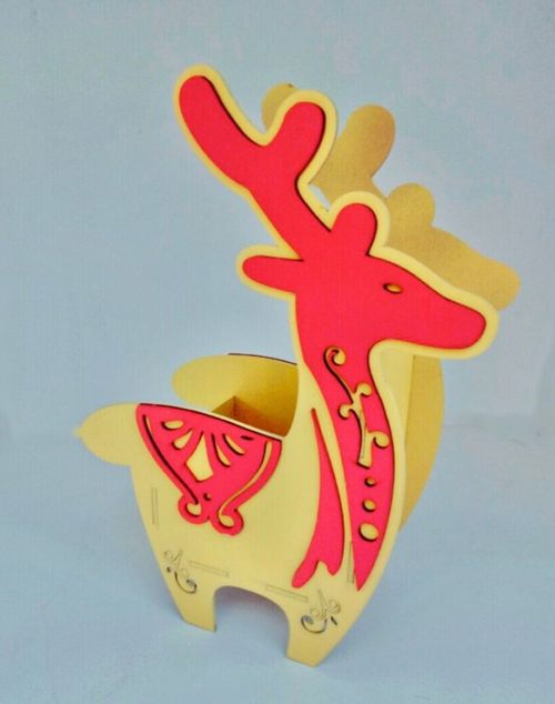 طرح جا قلمی گوزن رشته‌ای میز سازمان‌دهنده برای برش لیزری - reindeer pen holder desk organizer for laser cut ve - برای دستگاه CNC چوب و لیزر (سی ان سی)