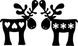 طرح گوزن شمالی با قلب و دانه‌های برف برای برش لیزری پلاسما برچسب - reindeer with heart and snowflakes for laser cut plasma decal - برای دستگاه CNC چوب و لیزر (سی ان سی)
