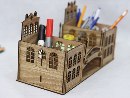 طرح جا خودکاری قدیمی جا مداد نگهدارنده میز سازماندهنده برش لیزری - retro pen holder vintage pencil holder desk organizer laser cut ve - برای دستگاه CNC چوب و لیزر (سی ان سی)