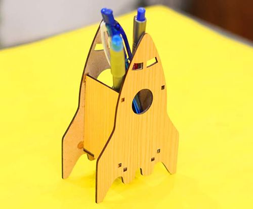 طرح جا خودکاری مداد نگهدارنده مداد 3 میلی متری لیزری - rocket shape pen holder pencil organizer 3mm laser cut ve - برای دستگاه CNC چوب و لیزر (سی ان سی)
