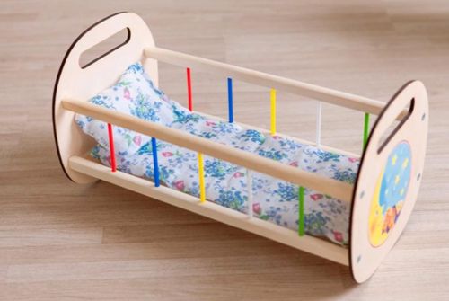 طرح تخت خواب گهواره‌ای برای عروسک‌ها برش لیزری قالب - rocking crib for dolls laser cutting template ve - برای دستگاه CNC چوب و لیزر (سی ان سی)