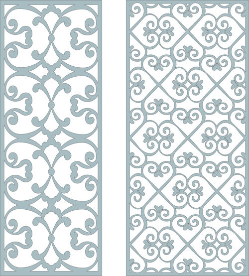 طرح جداکننده اتاق درز گل شبکه استنسیل پانل مجموعه - room divider seamless floral lattice stencil panels set - برای دستگاه CNC چوب و لیزر (سی ان سی)