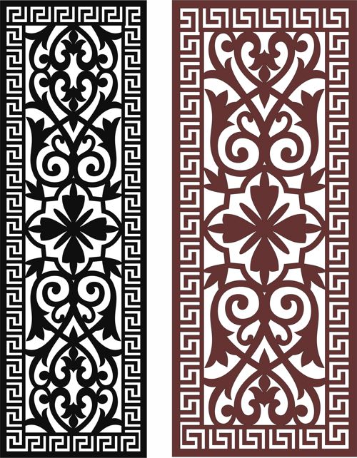 طرح جداکننده اتاق یکپارچه گلدار صفحه هنری برای برش لیزر - room divider seamless floral screen art for laser cut ve - برای دستگاه CNC چوب و لیزر (سی ان سی)