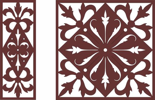 طرح جداکننده اتاق درز گلدار طرح برای برش لیزر - room divider seamless floral screen design for laser cutting - برای دستگاه CNC چوب و لیزر (سی ان سی)