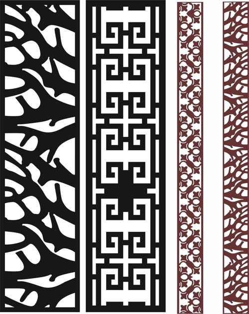 طرح جداکننده اتاق درز گلدار مجموعه برای برش لیزری - room divider seamless floral screen set for laser cut ve - برای دستگاه CNC چوب و لیزر (سی ان سی)