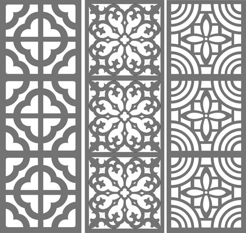 طرح پانل‌های گلدار یکپارچه برای برش لیزری - room grill floral seamless panels for laser cut ve - برای دستگاه CNC چوب و لیزر (سی ان سی)