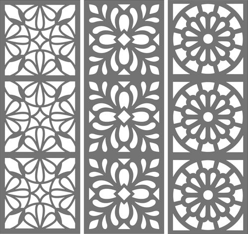 طرح الگوهای گلدار یکپارچه برای برش لیزری - room grill floral seamless patterns for laser cutting - برای دستگاه CNC چوب و لیزر (سی ان سی)