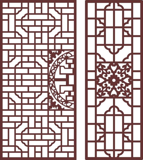 طرح الگوی گل دیوار شیشه‌ای شکسته پارتیشن اتاق برای برش لیزری - room partition broken glass wall flower pattern for laser cut ve - برای دستگاه CNC چوب و لیزر (سی ان سی)