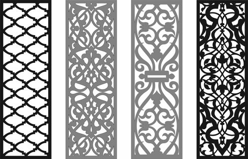 طرح الگوهای صفحه نمایش درز اتاق برای برش لیزری - room seamless screen patterns set for laser cutting - برای دستگاه CNC چوب و لیزر (سی ان سی)