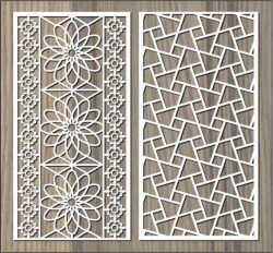 طرح room-separator-seamless-floral-lattice-stencil-designs-set-for-laser-cut-ve