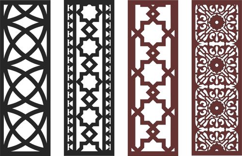 طرح جداکننده اتاق درز گل صفحه برای برش لیزر - room separator seamless floral screen set for laser cutting - برای دستگاه CNC چوب و لیزر (سی ان سی)