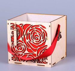 طرح جعبه هدیه گل رز برای برش لیزری cnc - rose gift box for laser cut cnc ve - برای دستگاه CNC چوب و لیزر (سی ان سی)
