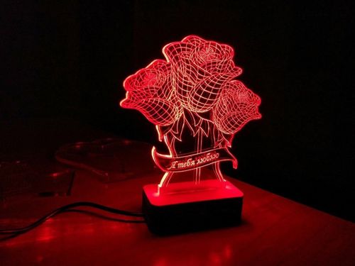 طرح گل رز سه بعدی توهم نوری چراغ شب حکاکی لیزری - roses 3d optical illusion night light lamp laser engraving ve - برای دستگاه CNC چوب و لیزر (سی ان سی)