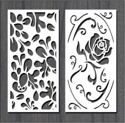طرح گل رز در برگ گرد و غبار برای برش لیزر cnc - roses in leaf dust for laser cut cnc ve - برای دستگاه CNC چوب و لیزر (سی ان سی)