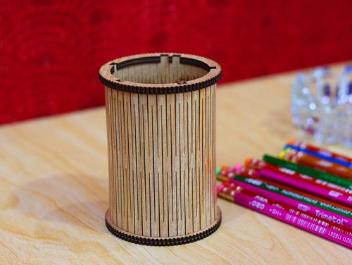 طرح قالب جا نگهدارنده مداد گرد میلی متری برش لیزری - round pencil holder template 3mm laser cut ve - برای دستگاه CNC چوب و لیزر (سی ان سی)