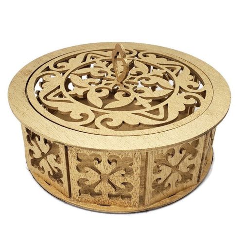 طرح الگوی جعبه چوبی گرد با اره مویی برای جواهرات برش لیزری - round wooden box on scroll saw pattern for jewelry laser cut ve - برای دستگاه CNC چوب و لیزر (سی ان سی)