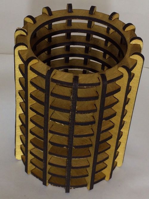 طرح جا مداد گرد چوبی لیزری - round wood pencil holder laser cut ve - برای دستگاه CNC چوب و لیزر (سی ان سی)