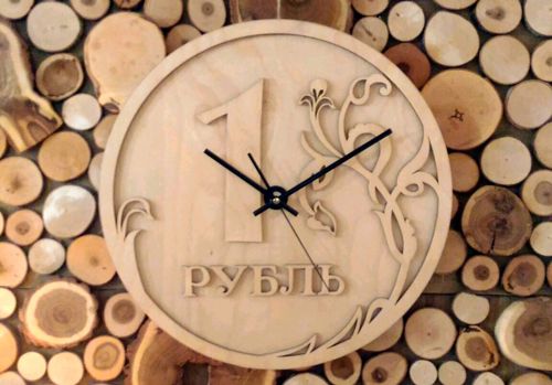 طرح ساعت دیواری روبل برای برش لیزری روکش - ruble wall clock for laser cut ve - برای دستگاه CNC چوب و لیزر (سی ان سی)