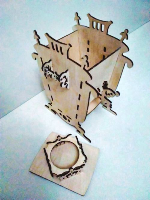 طرح سماور شکل چایخانه چای کیسه جعبه پخش کننده - samovar shaped tea house tea bag dispenser box - برای دستگاه CNC چوب و لیزر (سی ان سی)