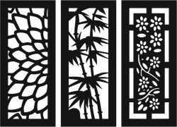 طرح نمونه حکاکی گل و بامبو برای برش لیزر cnc - sample baffle of flowers and bamboo for laser cut cnc - برای دستگاه CNC چوب و لیزر (سی ان سی)