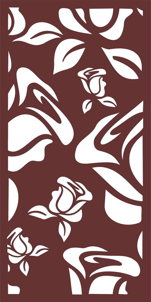 طرح نمونه پرده پارتیشن حریم خصوصی با گل رز برای برش لیزری - sample privacy partition screens with roses for laser cut ve - برای دستگاه CNC چوب و لیزر (سی ان سی)