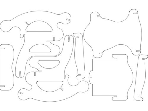 طرح sandalye صندلی گهواره‌ای - sandalye 2 rocking chair - برای دستگاه CNC چوب و لیزر (سی ان سی)