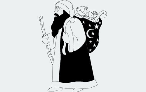 طرح بابا نوئل سیلوئت - santa claus silhouette - برای دستگاه CNC چوب و لیزر (سی ان سی)