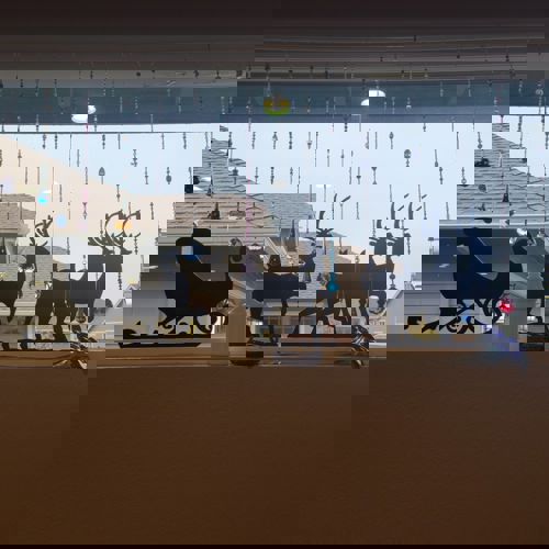 طرح بابانوئل سورتمه گوزن کریسمس پنجره دکوراسیون برش لیزری - santa sleigh reindeer christmas window decor laser cut ve - برای دستگاه CNC چوب و لیزر (سی ان سی)