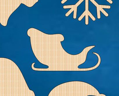 طرح بابانوئل به شکل سورتمه نهایی کاردستی چوبی برش لیزر - santa sleigh shape unfinished wood craft cutout laser cut ve - برای دستگاه CNC چوب و لیزر (سی ان سی)