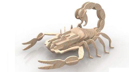طرح پازل سه بعدی عقرب چوبی حشره دار میلی متری () - scorpion wood insect 3d puzzle 6mm - برای دستگاه CNC چوب و لیزر (سی ان سی)