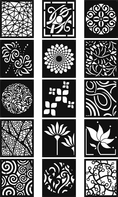 طرح الگوهای صفحه تنظیم شده برای برش لیزری - screen patterns set for laser cutting - برای دستگاه CNC چوب و لیزر (سی ان سی)